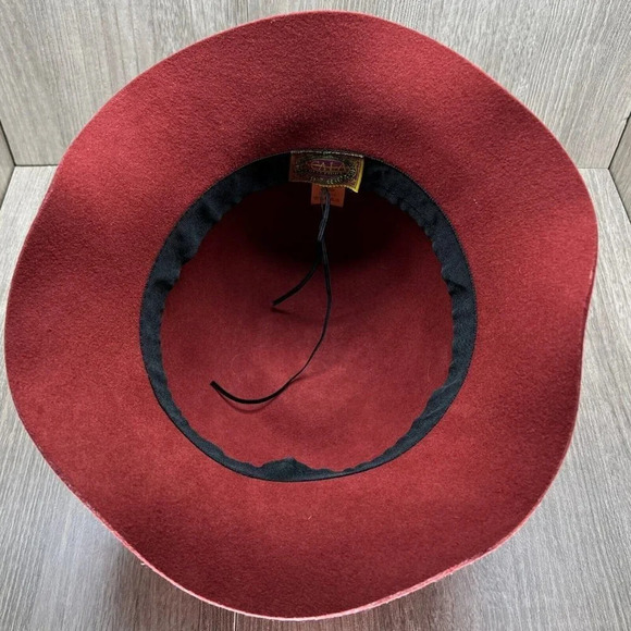 Scala Hat Womens One Size Collezione Wool Felt Leatherette Band Cloche  Red - Picture 6 of 10